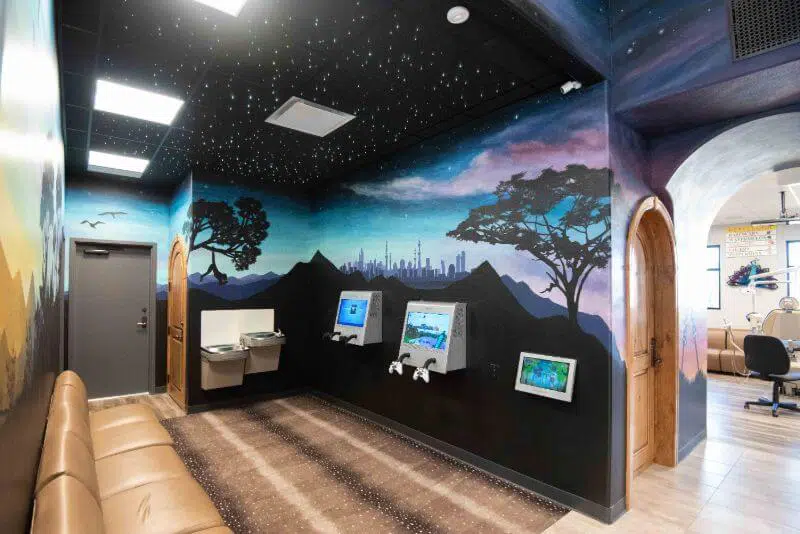 Whimsical office hallway at Utah Children's Dentistry